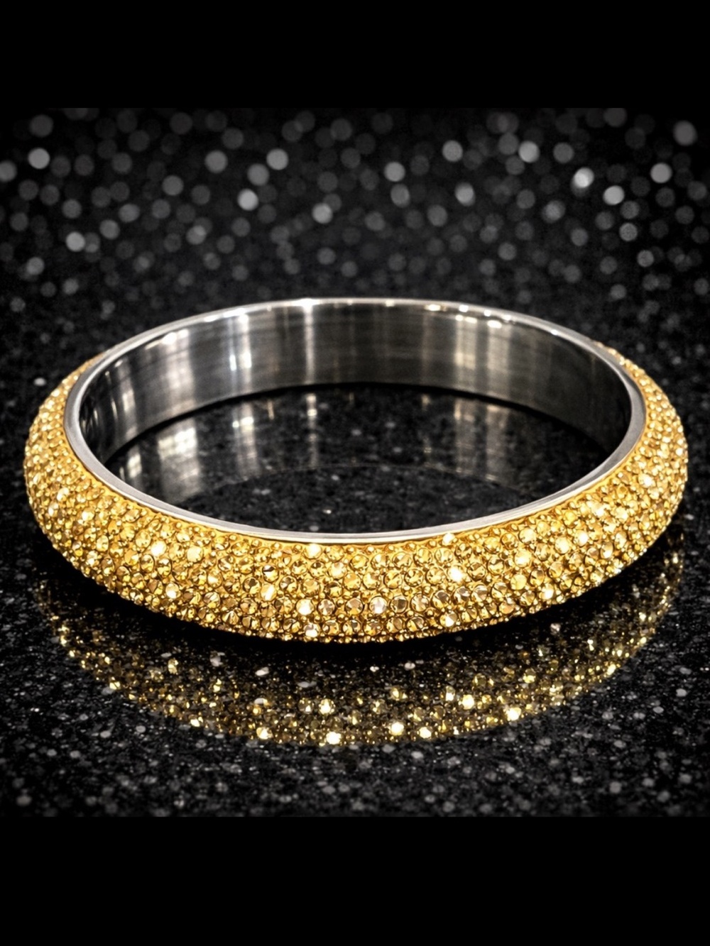 Pave Set bronze topaz Crystal Bangle Bracelet silver statement Stainless Steel